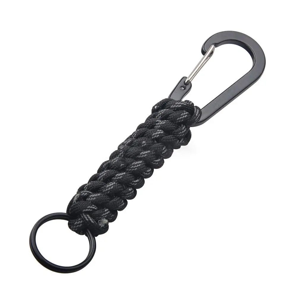 New Aluminum Alloy Outdoor Keychain 15cm 6 Colors Paracord Cord Rope Emergency Knot Carabiner Outdoor Tool