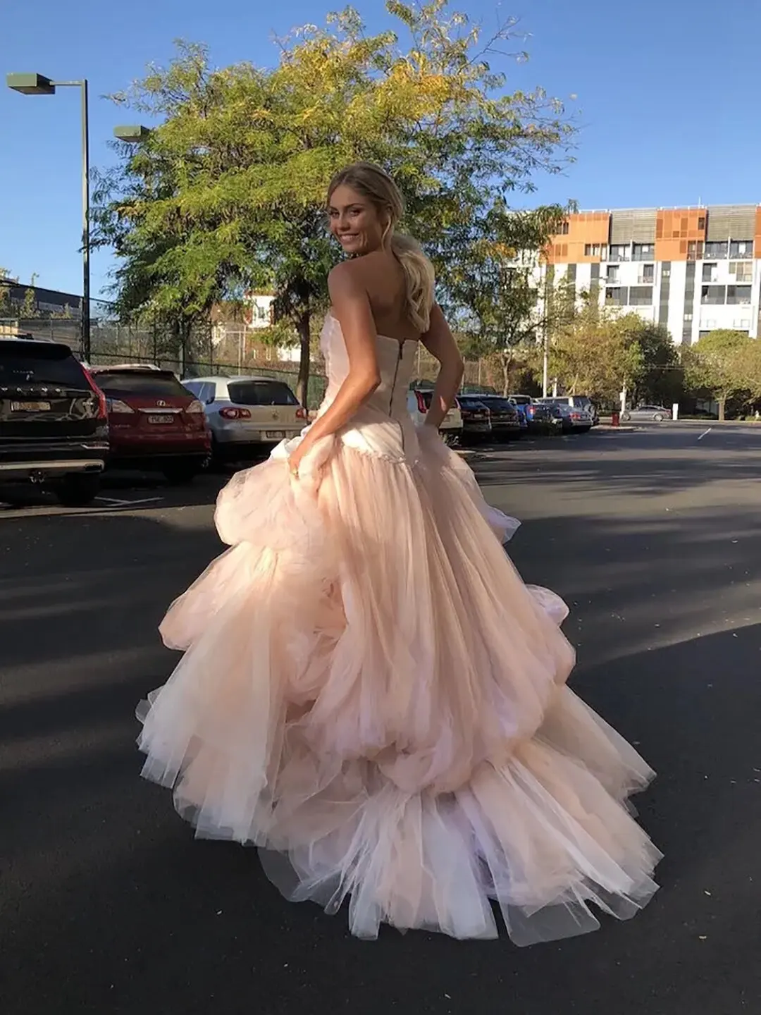 Blush Pink Strapless Formal Dress Fluffy Tiered Soft Tulle Long Prom Party Dresses 2023 vestidos de fiesta Custom