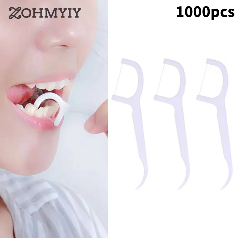 

1000PCS Dental Toothpicks Disposable Dental Floss With Handle Teeth Cleaning Tools Portable Oral Hygiene Care Supplies