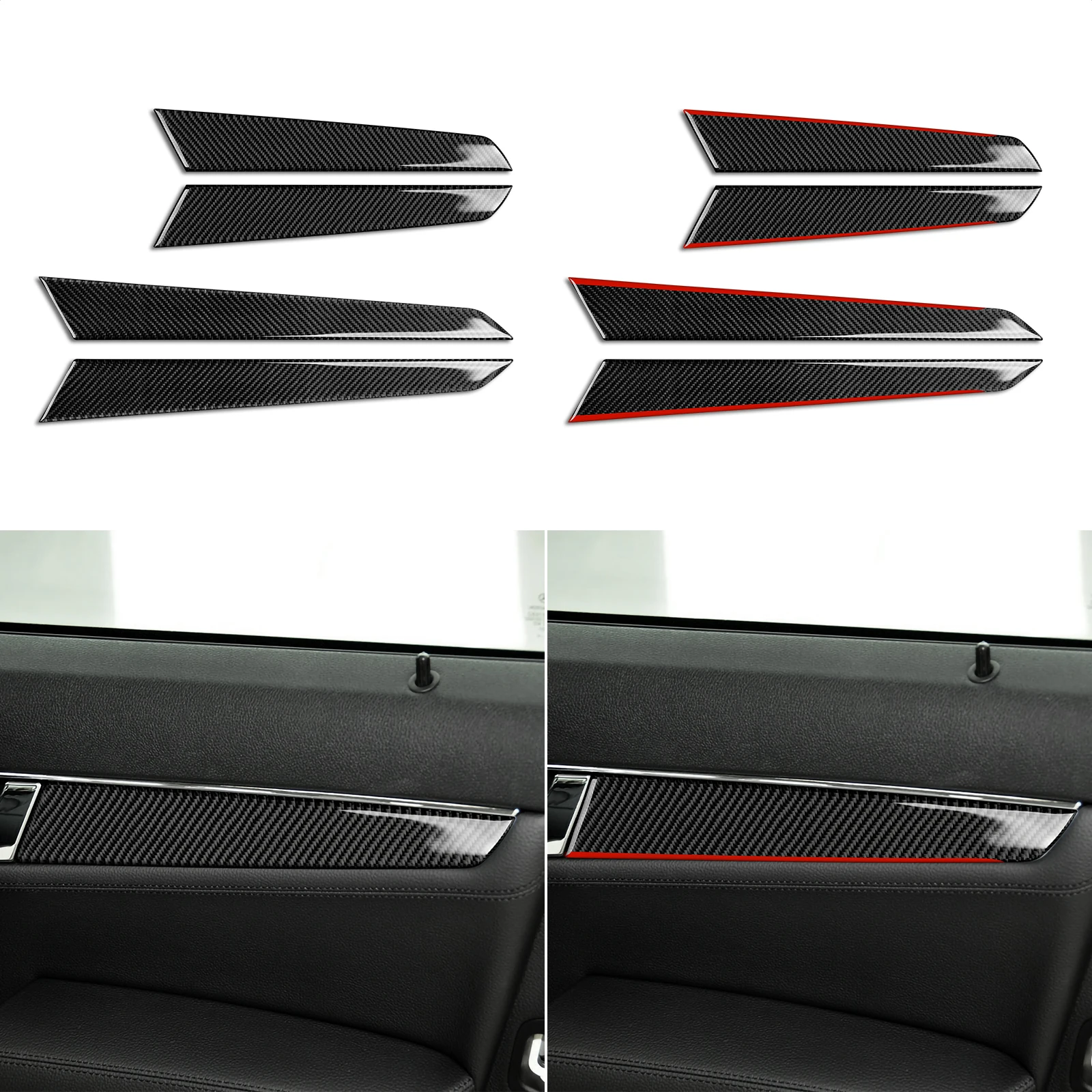 Für Mercedes-Benz C-Klasse W204 S204 (2007–2014) Autotür-Dekorationsstreifen-Panel, Kohlefaser-Innenaufkleber, Verkleidungszubehör