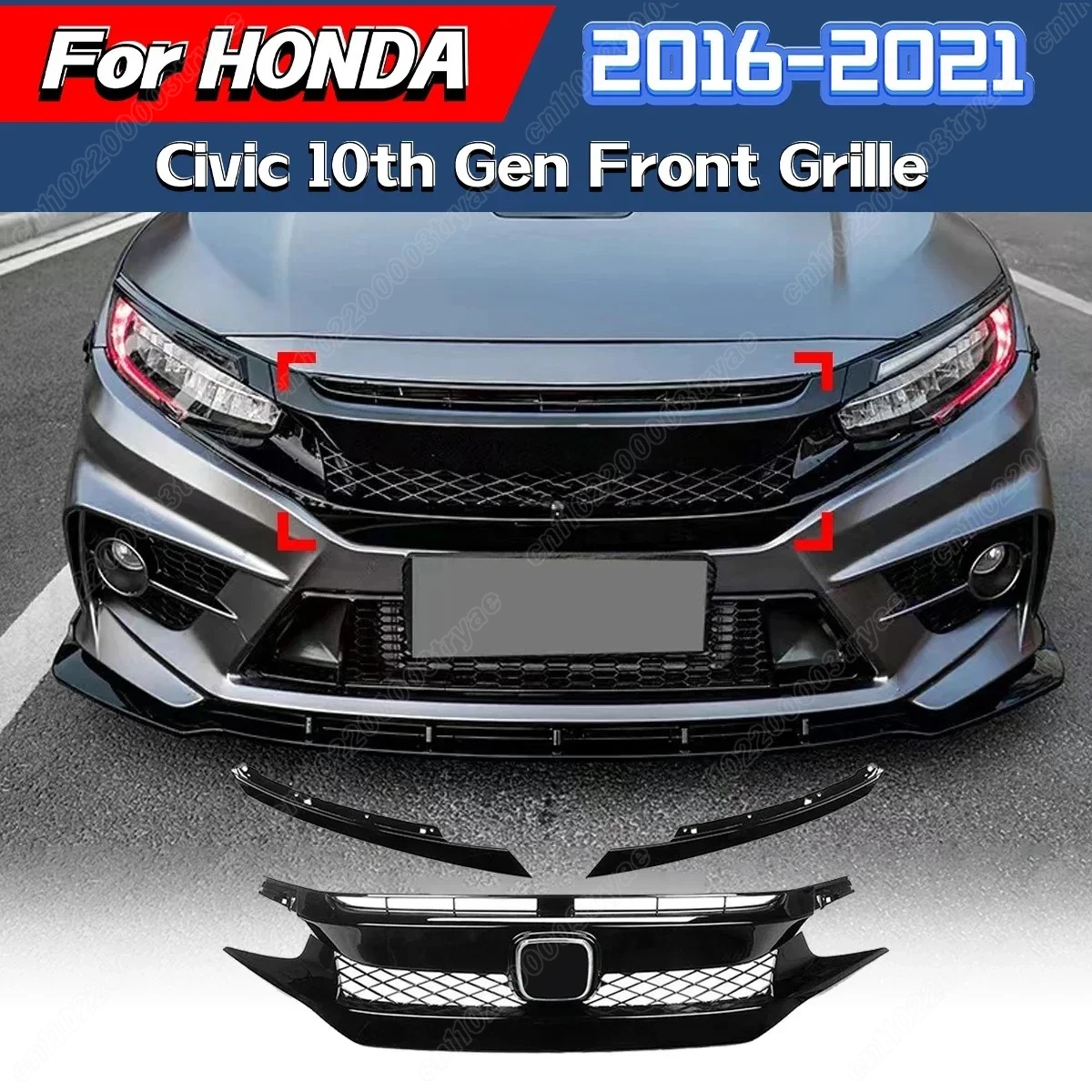 

Сетчатые решетки верхнего бампера капота для Honda Civic 10-го поколения 2016 2017 2018 2019 2020 2021, решетка переднего бампера, гоночная решетка