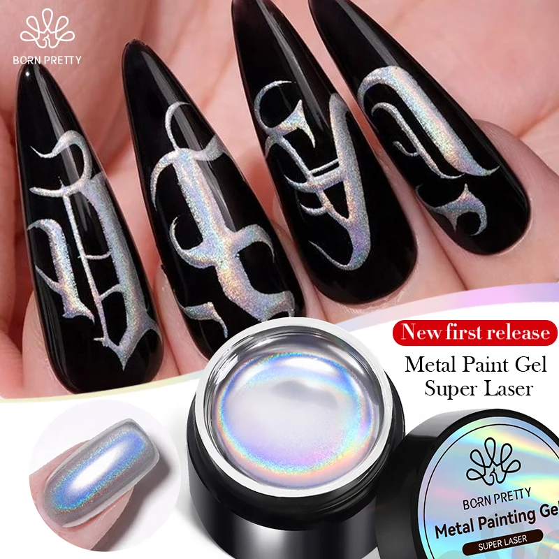 BORN PRETTY 5ML Holographics Metallic Painting Gel Nail Polish for Nail Art DIY Mirror Holos Nails Gold Silver Soak Off UV Gel