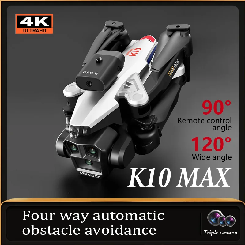 K10 Max Three Camera Drone Optical Flow Hover Four-way Automatic Obstacle Avoidance Aerial Photography Foldable RC Quadcopter