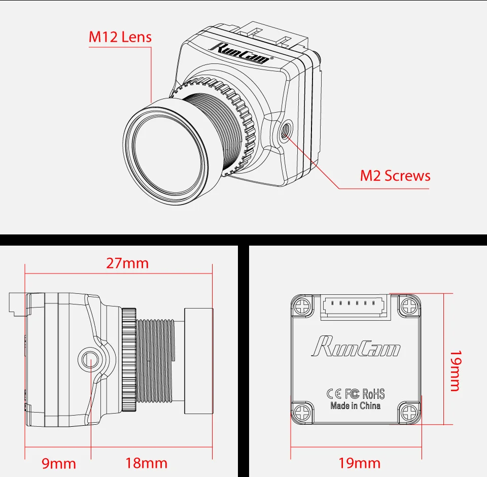 Cámara Caddx Ratel Pro FPV 1500TVL Visión nocturna 16:9/4:3 NTSC/PAL Baja latencia HD 125 °   Gran angular para accesorios para drones DJI FPV