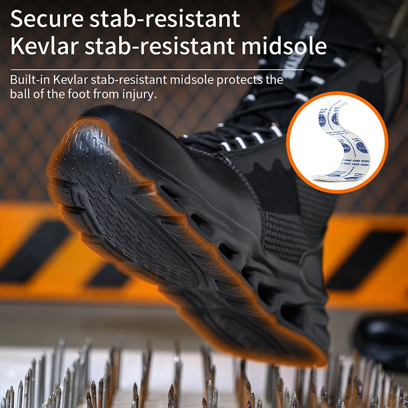 Comfortable High Top Steel Toe Shoes for Men Lightweight Steel Toe Sneakers Indestructible Work Boots Construction Safety Shoes