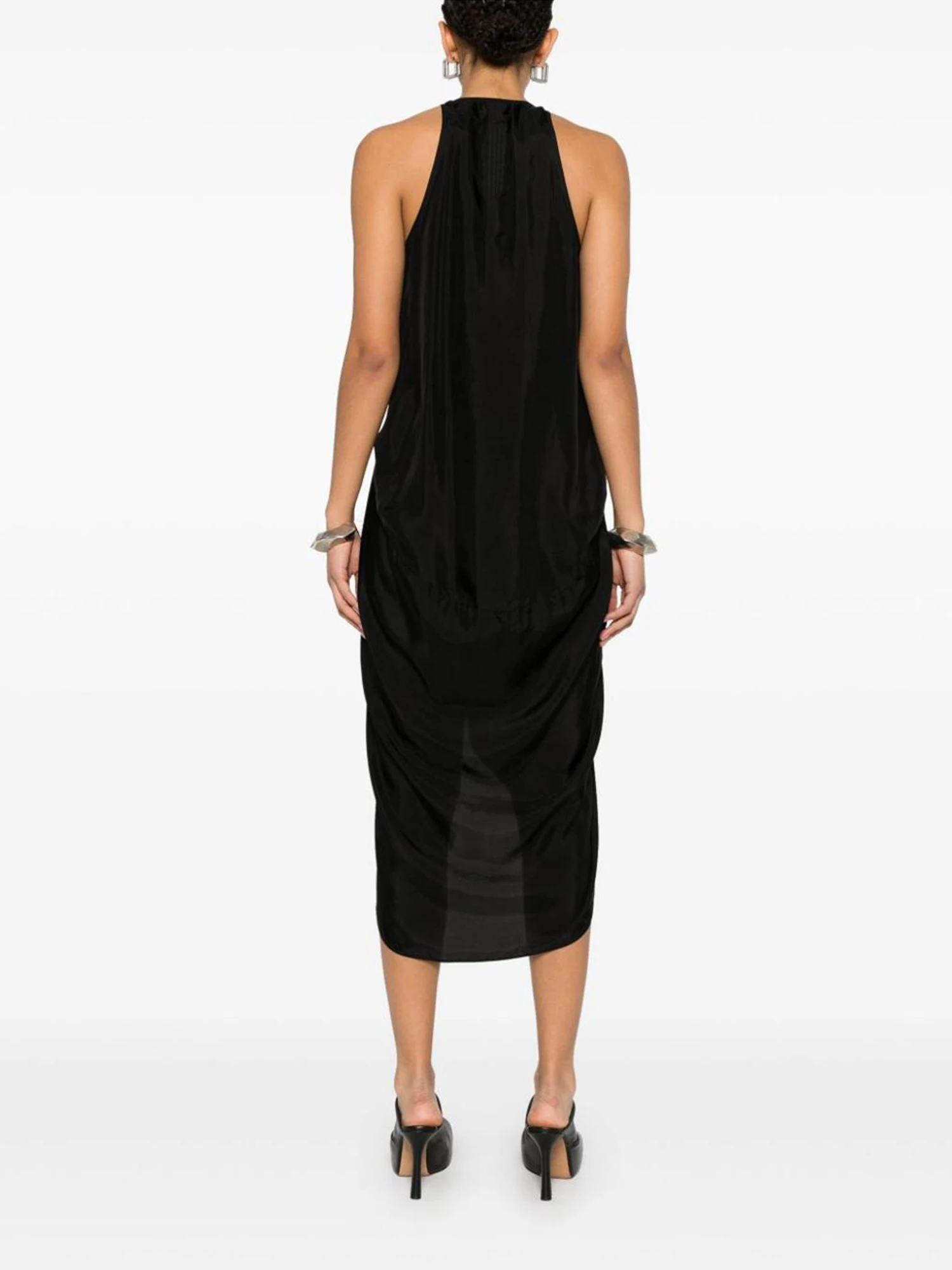 فساتين High Street Dark Ro للسيدات على الطراز الفرنسي فستان عميق على شكل حرف V جديد بدون أكمام مرقع مطوي غير منتظم للحفلات