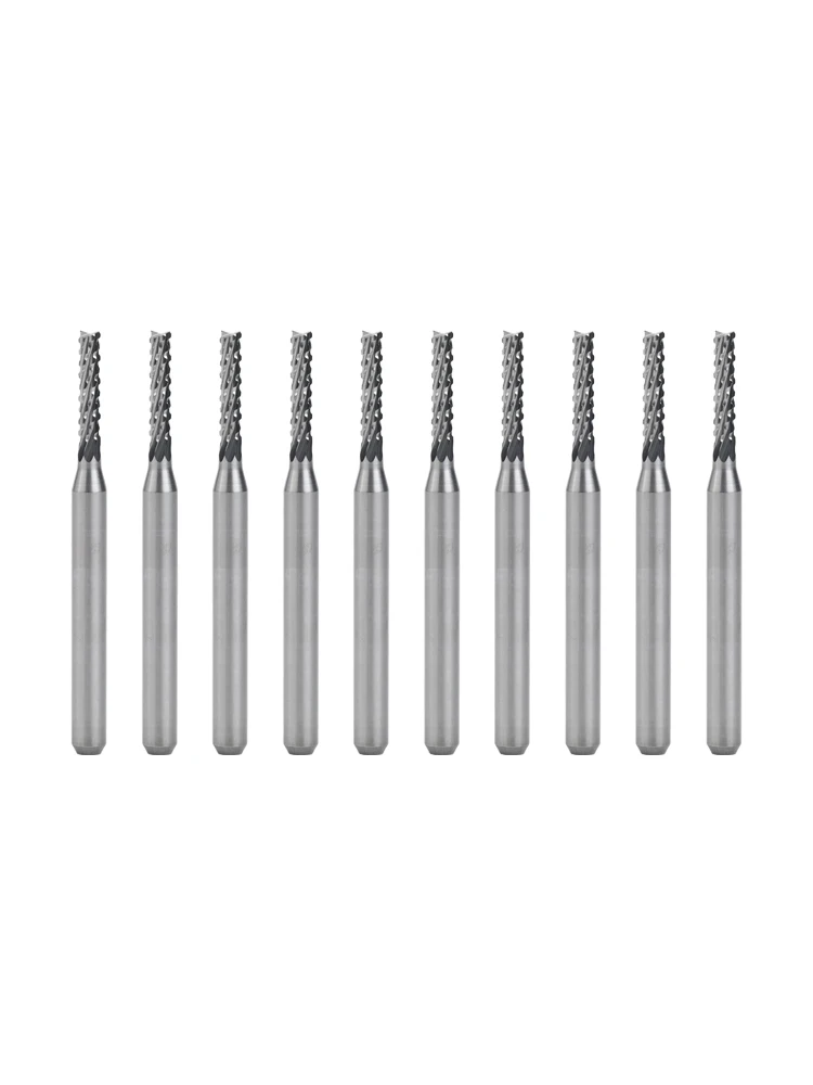 

Инновационный дизайн. Набор из десяти надежных и высокопроизводительных твердосплавных гравировальных фрез, измерения эффективного размера.
