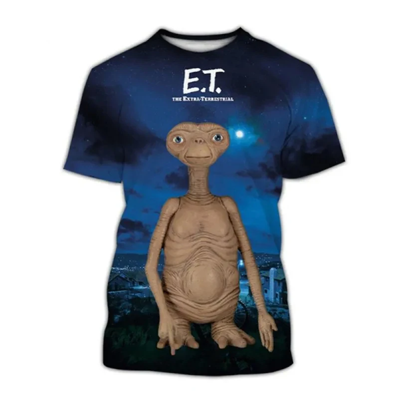 E. t. 男性と女性のための特大のTシャツ,3Dプリントの服,カジュアルウェア,半袖