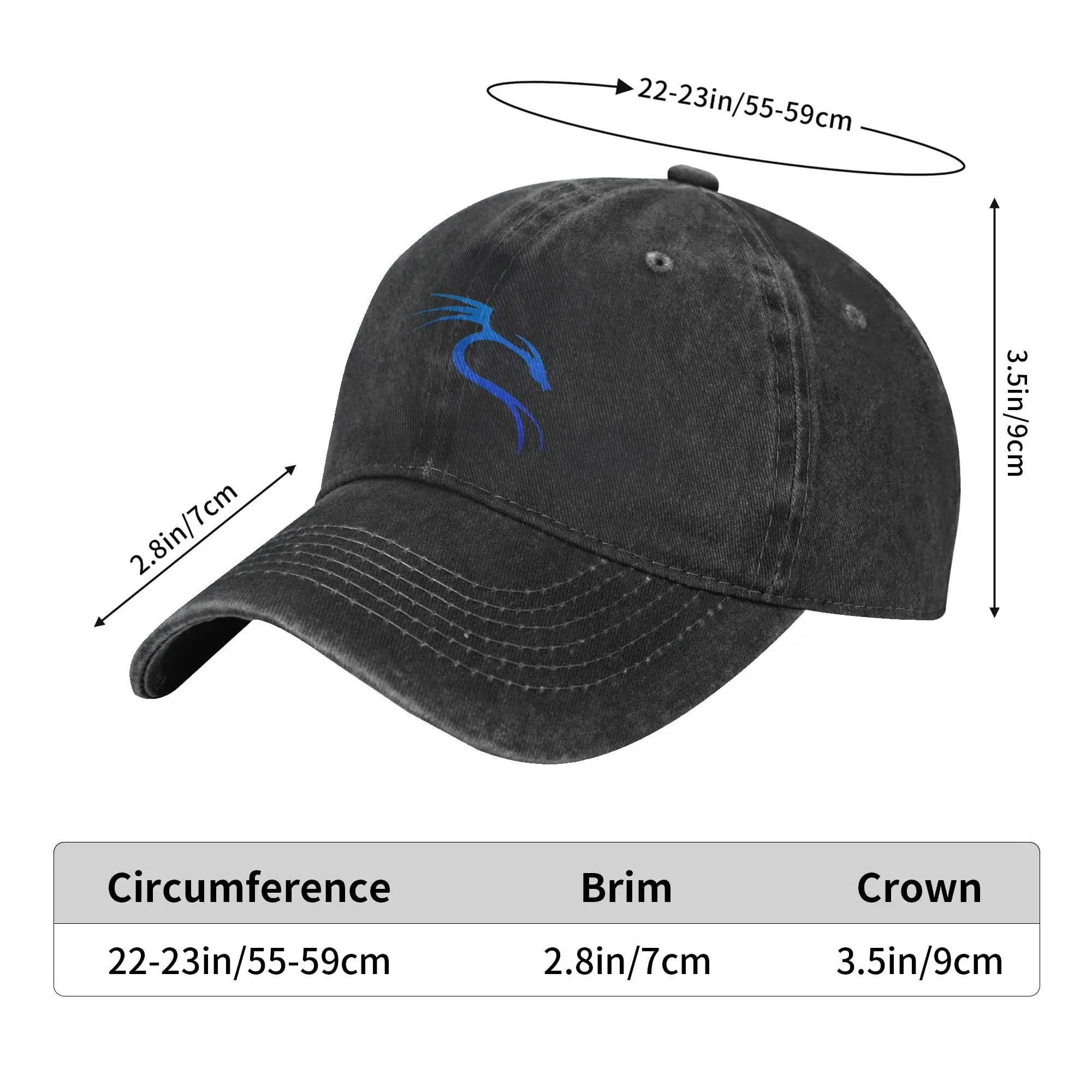 Baseball Cap Cool Hacker Nerd Tees Kali Linux Blue Dragon Summer Classic Hat  Unisex-Teens Design Kpop Rock Adjustable Caps