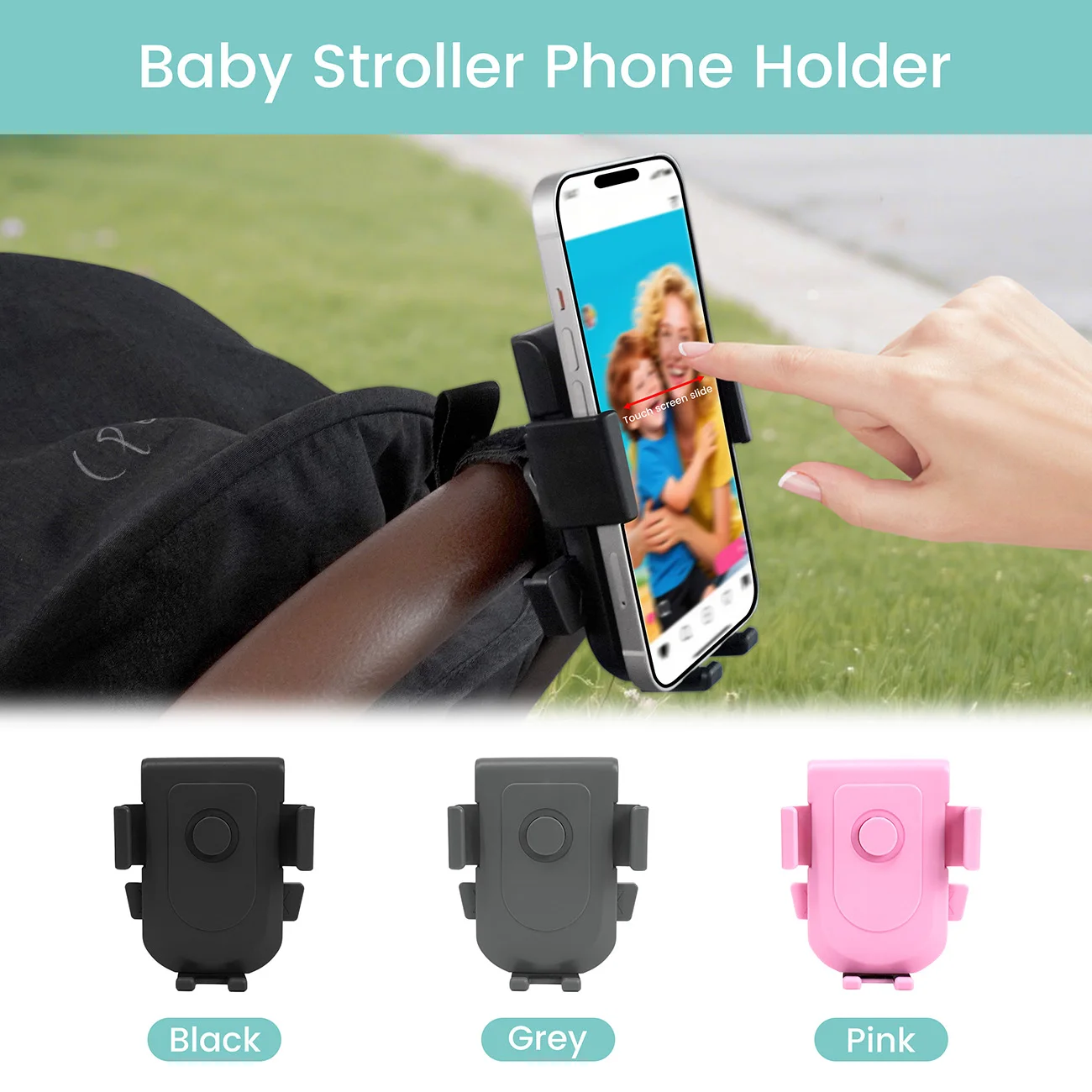 

1PC Stroller Phone Holder, Shopping Cart Phone Holder - Fit on Handlebars - One-Hand Operation to Put On/Take Off Phone - 360 De