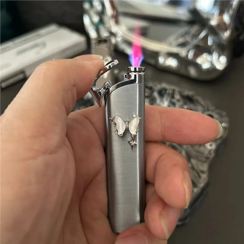 Metal Butterfly Lighter - Windproof Jet Powder Flame, Mini Portable Inflatable Tool, Fashion Cigarette Accessory & Trendy Gift