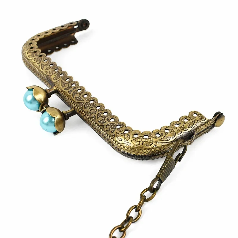 1/2/3/5Pcs 10.5cm Antique Bronze Purse Frame Handle Metal Kiss Lock Clasp with Pearl Coin Wallet Clutch Bag DIY Accessories