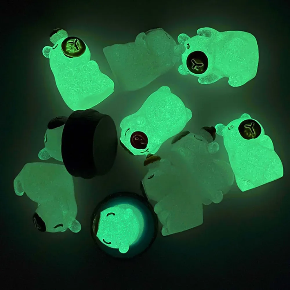 10/20pcs Luminous Capybara Mini Resin Animals Figurines,Glow At Night Outdoor Craft Decor for Miniature DIY Garden Accessories