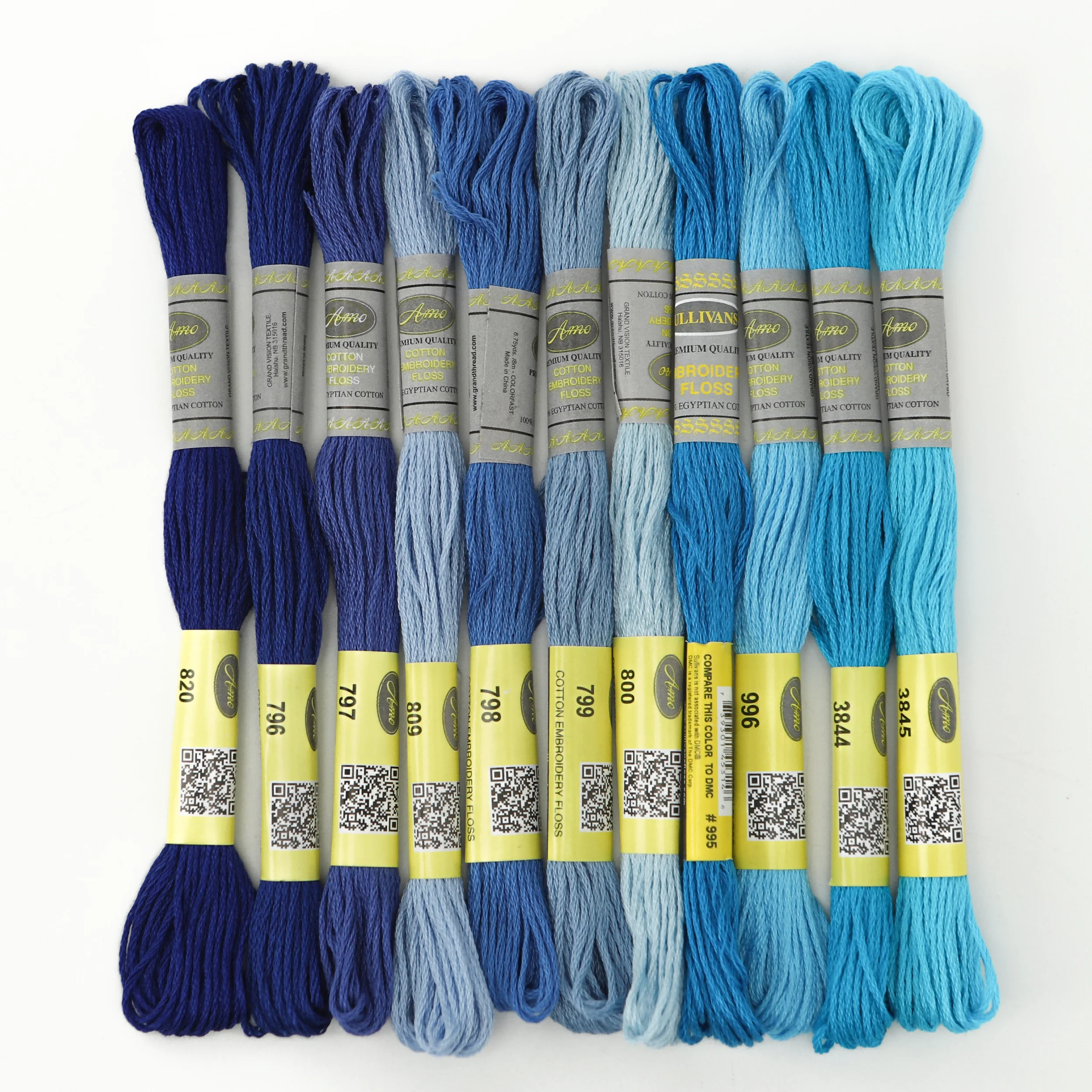 AmoHilos 100 Selected Colors Set For Flora Mercerized Egyptian Long Fiber Cotton Embroidery Floss Cross Stitch Thread 8.7 Yards