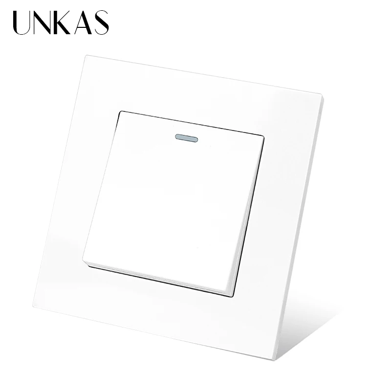 UNKAS Simple Style PC Plastic Panel 1 2 3 4 Gang 1 / 2 Way Wall Light Push Button Gray Light Switch 10A / 16A