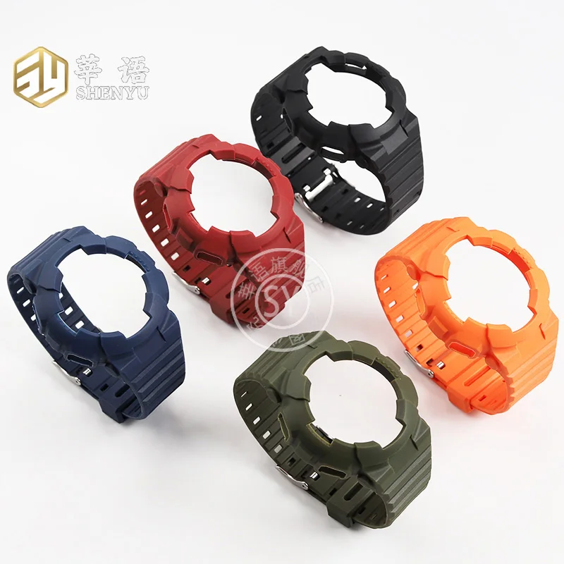 Shenyu cinturino monopezzo per Casio GA-110 ga100 120g-shock series cinturino in silicone set Design di danni al guscio interno dell'orologio