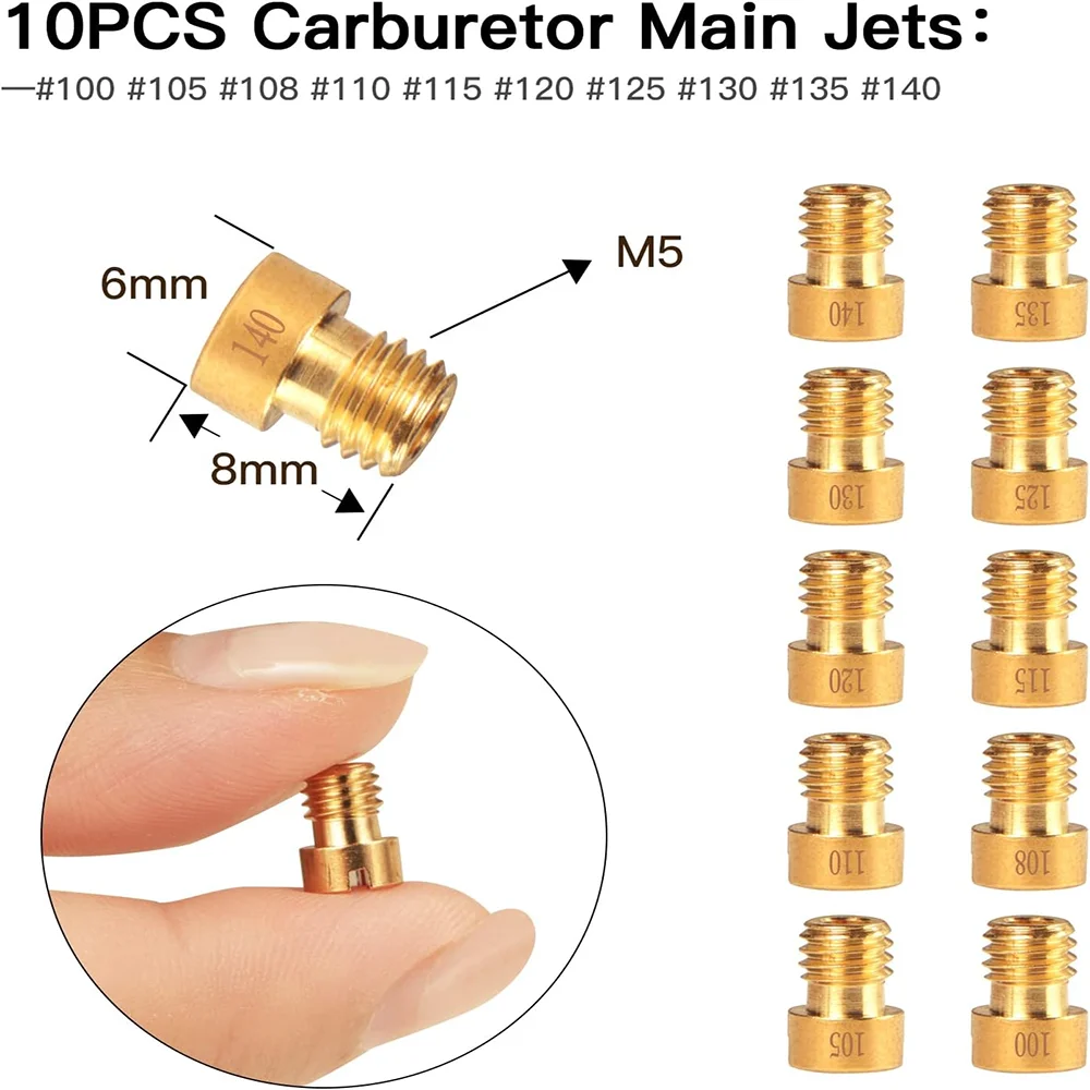 Carburador principal de 40 piezas, Kit de chorro de piloto lento, incluye 30 chorros principales de piezas y 10 piezas, para PWK Keihin OKO CVK Crab