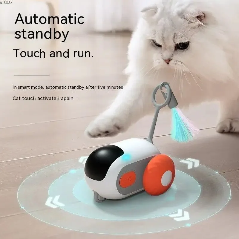 Atuban Op Afstand Slim Kattenspeelgoed, Actieve Rollende Auto Met Vervangbare Auto, Oplaadbare Slechte Auto Voor Katten Binnenshuis/Kitten Kleine Honden