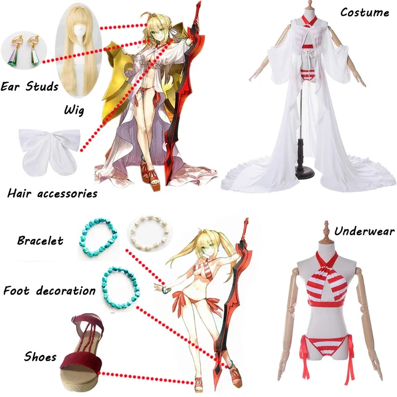 Anime FGO Fate Grand Order Cosplay Black Emperor Cosplay Costume Sexy Bikini Swimsuit Bothing Suit Halloween Carnival Outfits