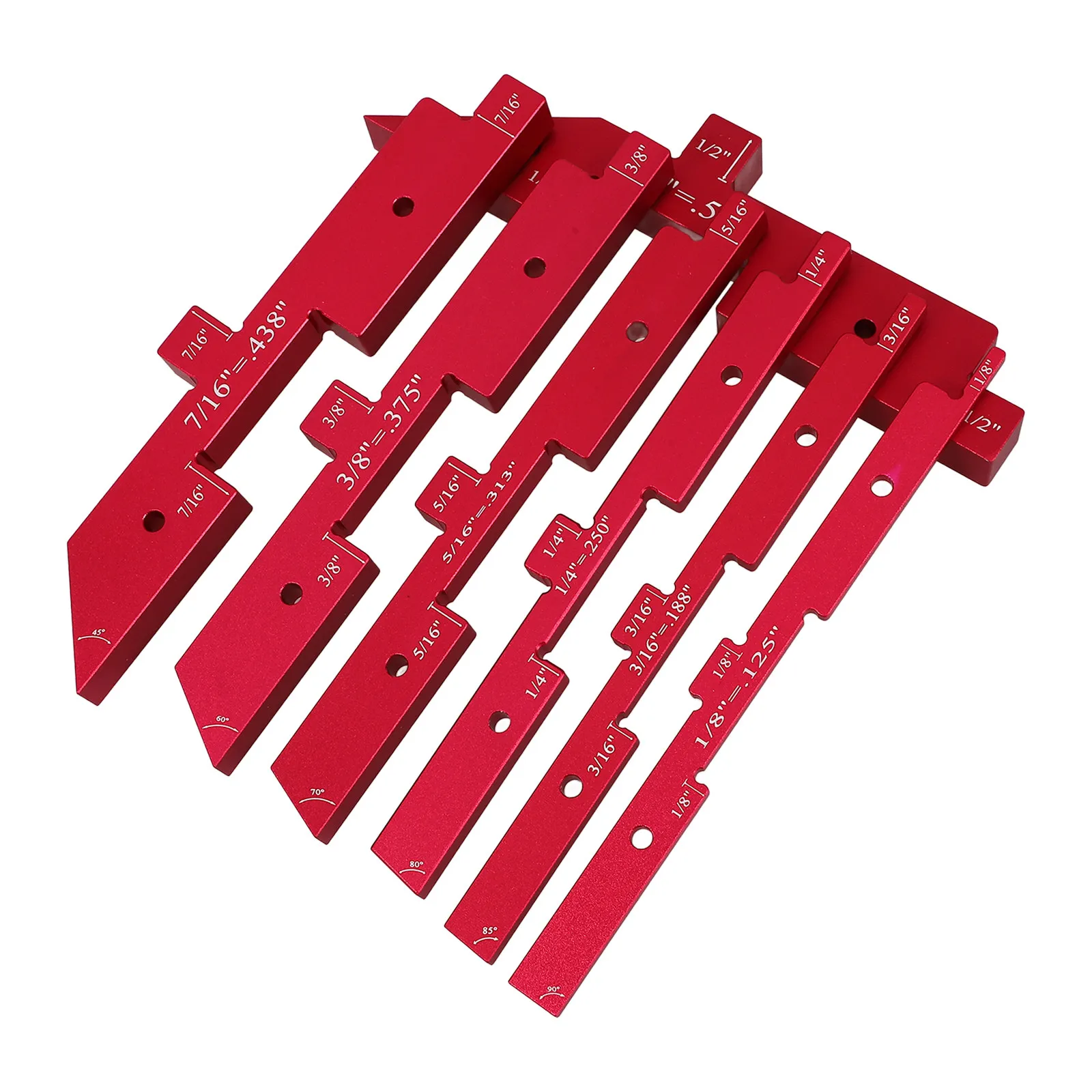 7Pcs Adjustable Height Woodworking Setup Blocks Red Gauge Aluminum Bar Stock High Precision Measuring Tools for Professional DIY