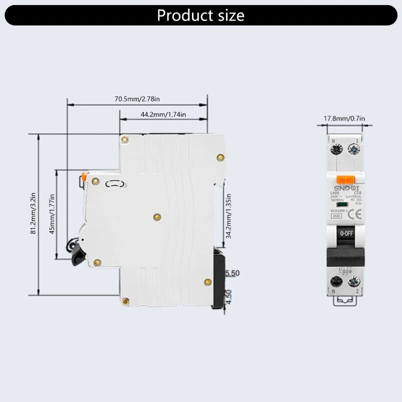 A2UD 16/20/25/32A Residual Current RCBO 1P+N 6kA 50/60Hz