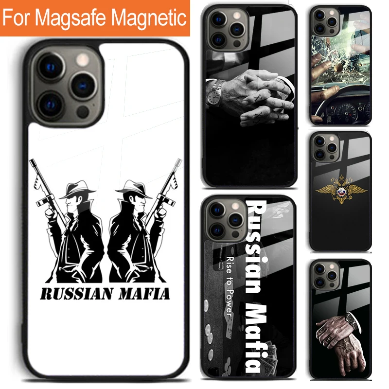 Russian Mafia Tattoo Phone Case For iPhone 16 15 14 13 12 11 Pro Max Plus Magsafe Magnetic Wireless Charging Cover