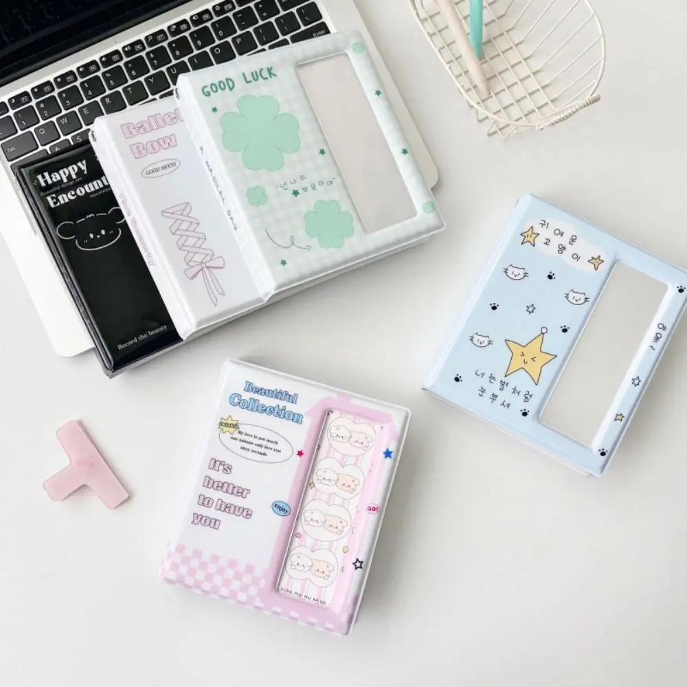 

Cute Cartoon 4 Continuous Albums 64 Pockets with Inner Page Photo Album Holder PVC Clear Pockets Small Card Collect Book