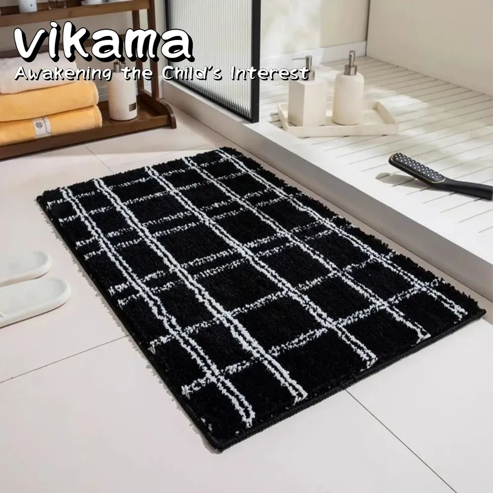 VIKAMA Plüschteppich im koreanischen Stil, rutschfeste Badematte, geeignet für Nachttisch- und Sofabereiche im Schlafzimmer, weiche Bodenteppichunterlage