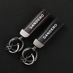 Leather car keychain Horseshoe Buckle Jewelry for Sandero with logo Accessories