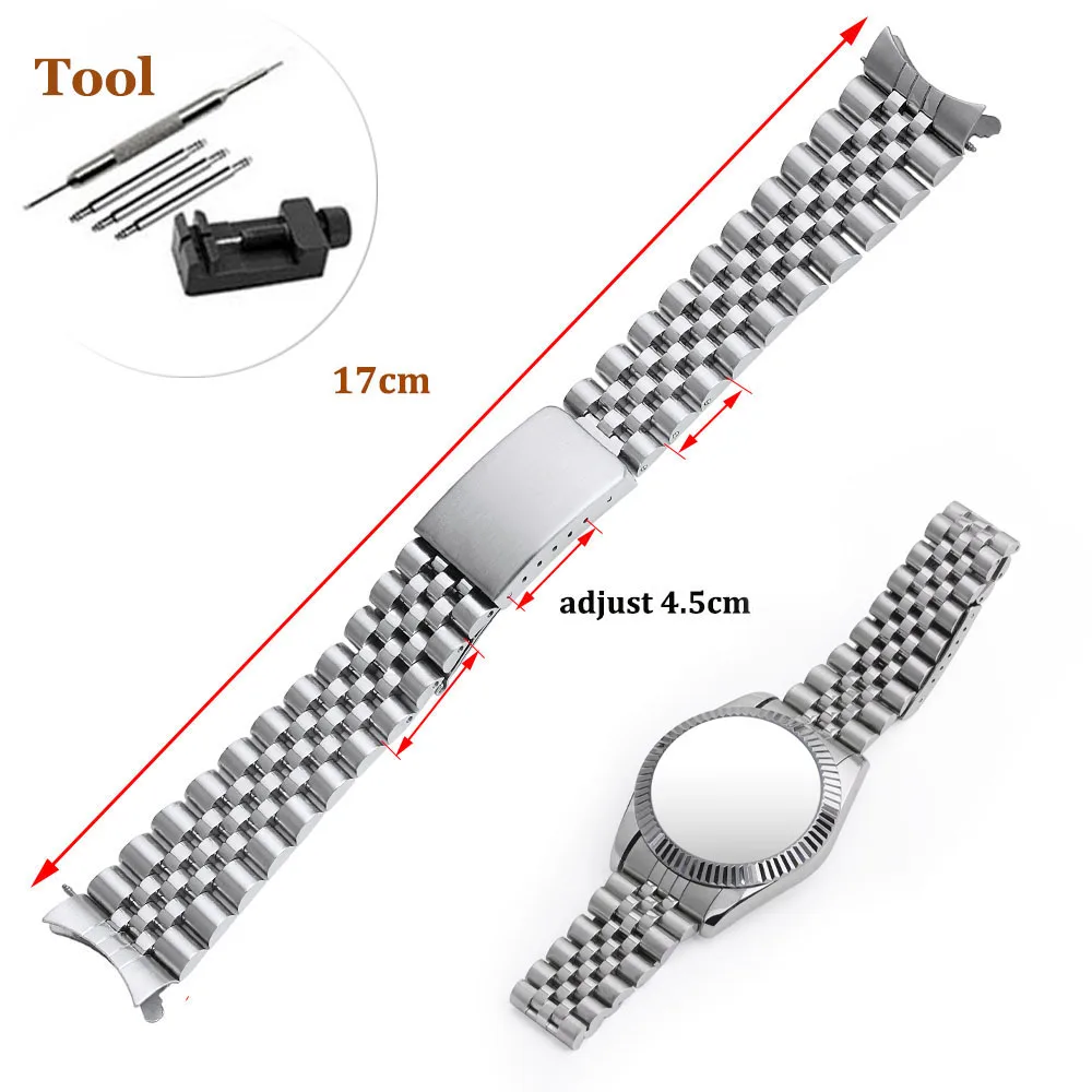 Curve End Metal Watch Bands 19mm 21mm Business Wristbelts for Seiko SKX 20mm 18mm Solid Steel Straps for Jubilee Sport Bracelets