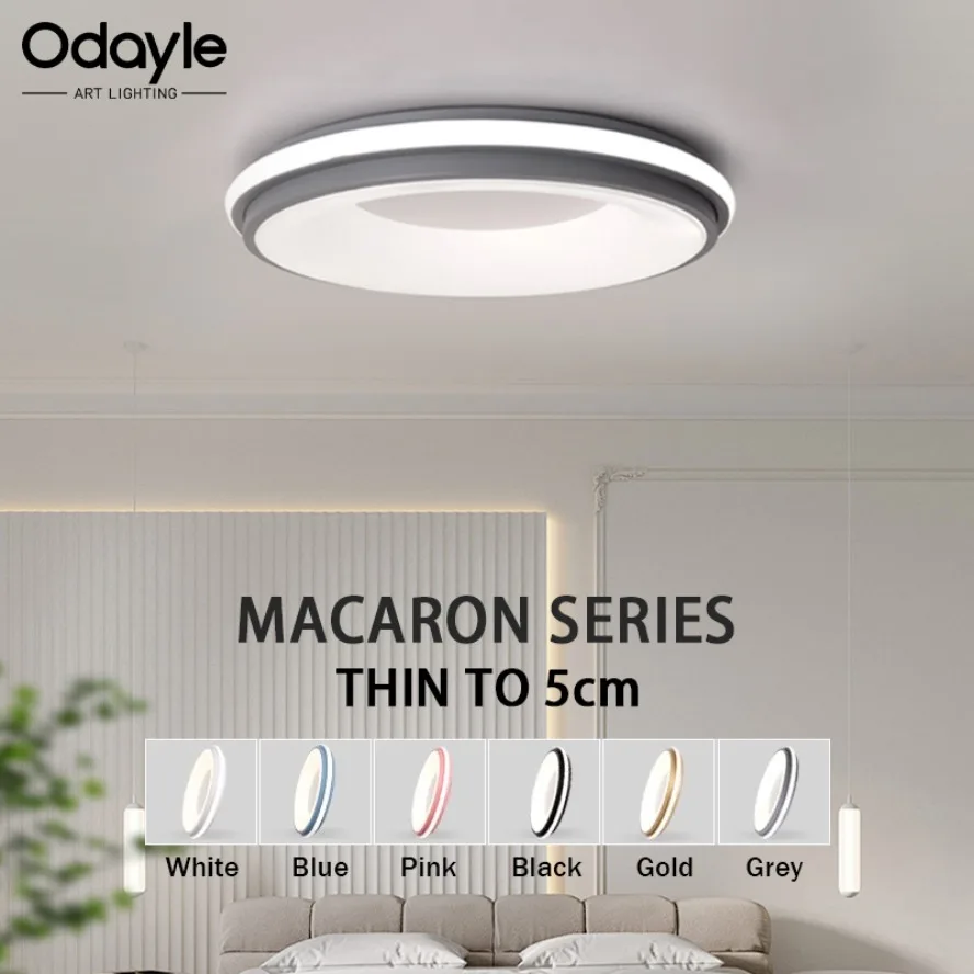 Modern LED Ceiling Light Circular Ultra-thin Macaron Creative Lighting Fixture Living Room Bedroom Balcony Decoration Lighting