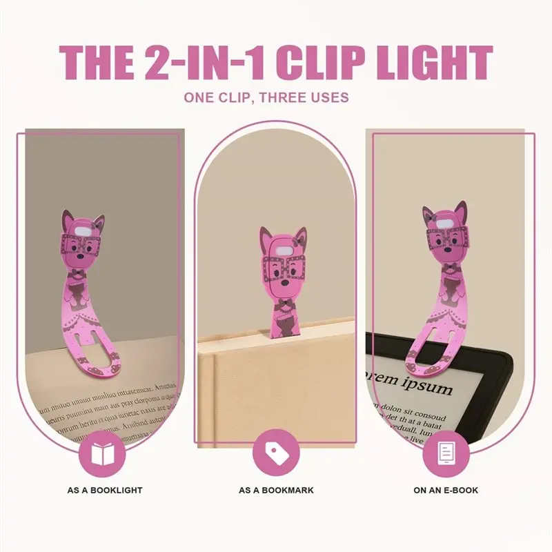 

【Товары для дома】Милая перезаряжаемая светодиодная лампа-закладка для чтения, портативная, с регулировкой яркости, для детей