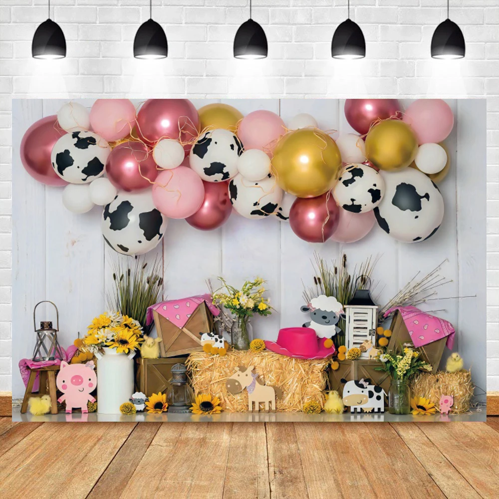 Laeacco Photography Backdrop Cartoon Rural Farm Baby Newborn Birthday Customized Banner Photocall Background For Photo Studio