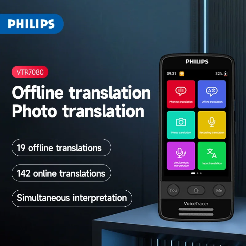 

PHILIPS Original 4G WIFI Translator Multi 142 Languages Offline Instant Translate Device VTR7080
