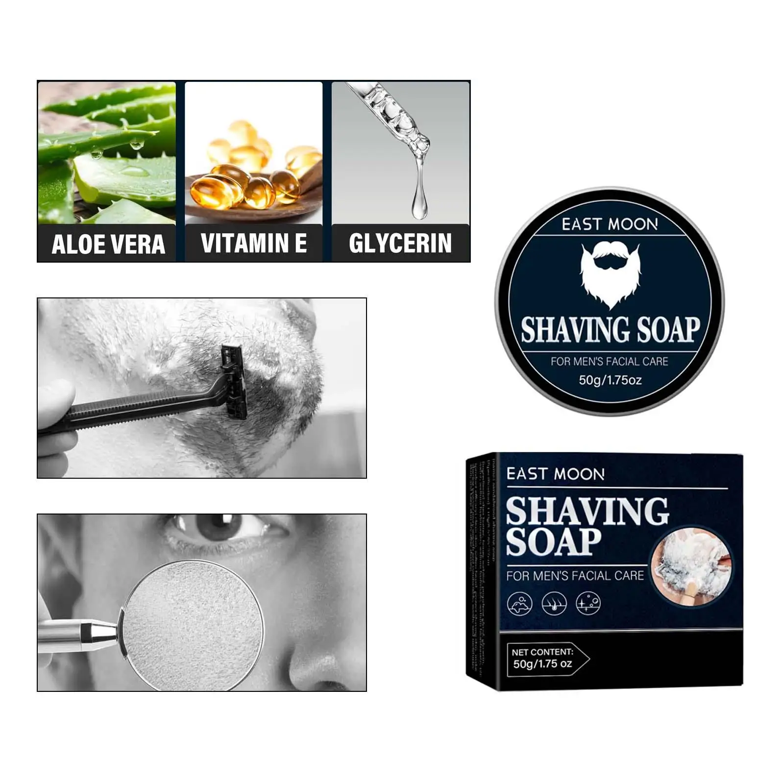 

Men's Shaving Soap, Rich Lather Comfortable Smooth Foaming Luxury Wet 0G 1.75oz Scented Shaving Cream, for Barber Home Salon.