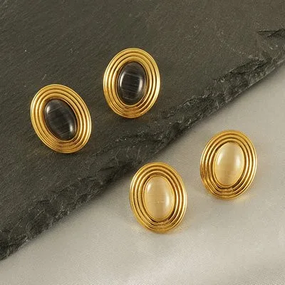 

Classic l Stone Stainl Steel Earrings Faionable Hong Kong Sle Small ence Design Ele Cross-Border Jewelry