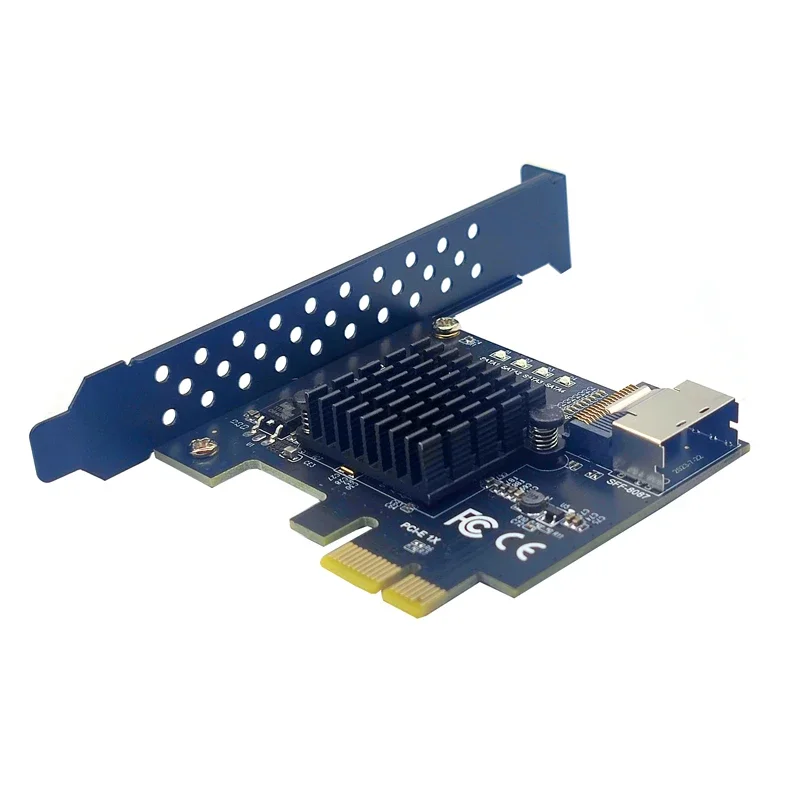 SFF8087 to PCI Express X1 Adapter PCIE to Mini SAS SFF-8087 Expansion Card SATA Controller Support 4 Port SATA 3.0 6Gbps HDD SSD
