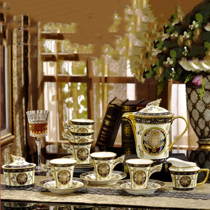 European Luxury 15 pcs Porcelain Coffee Set European Coffee Set