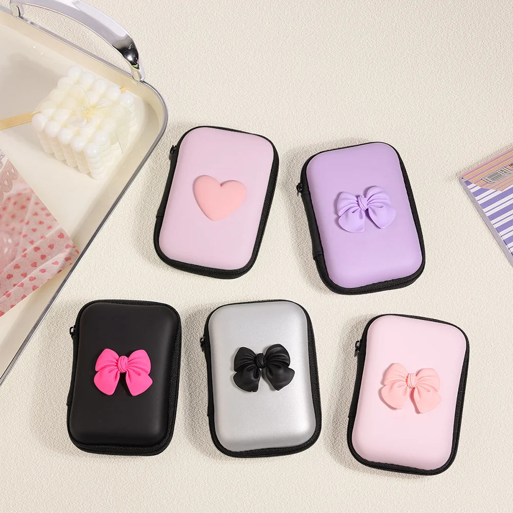 3D Love Heart Protective Storage Bag Portable Travel Wire Winder Cable Organizer Electronics Storage Earphone Bag Zipper Bag