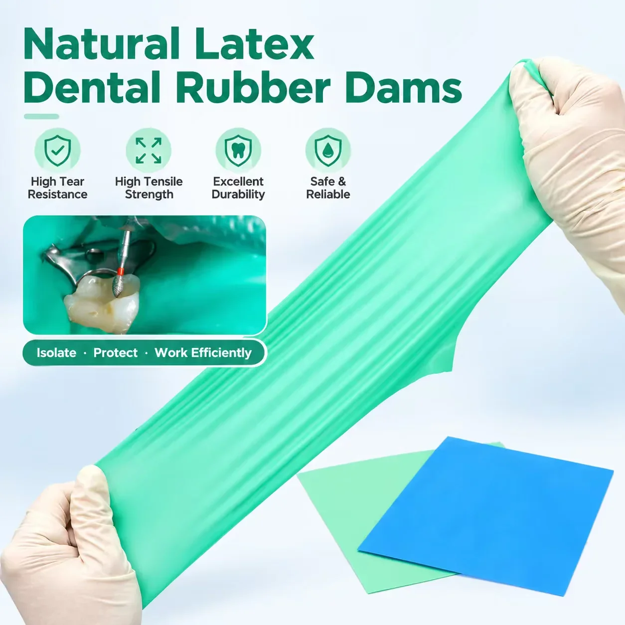 Dental Rubber Dam Natural Latex 0.18mm 6×6 Inch 36Pcs/Box 4 Colors Optional High Strength Oral Care Dentistry Materials