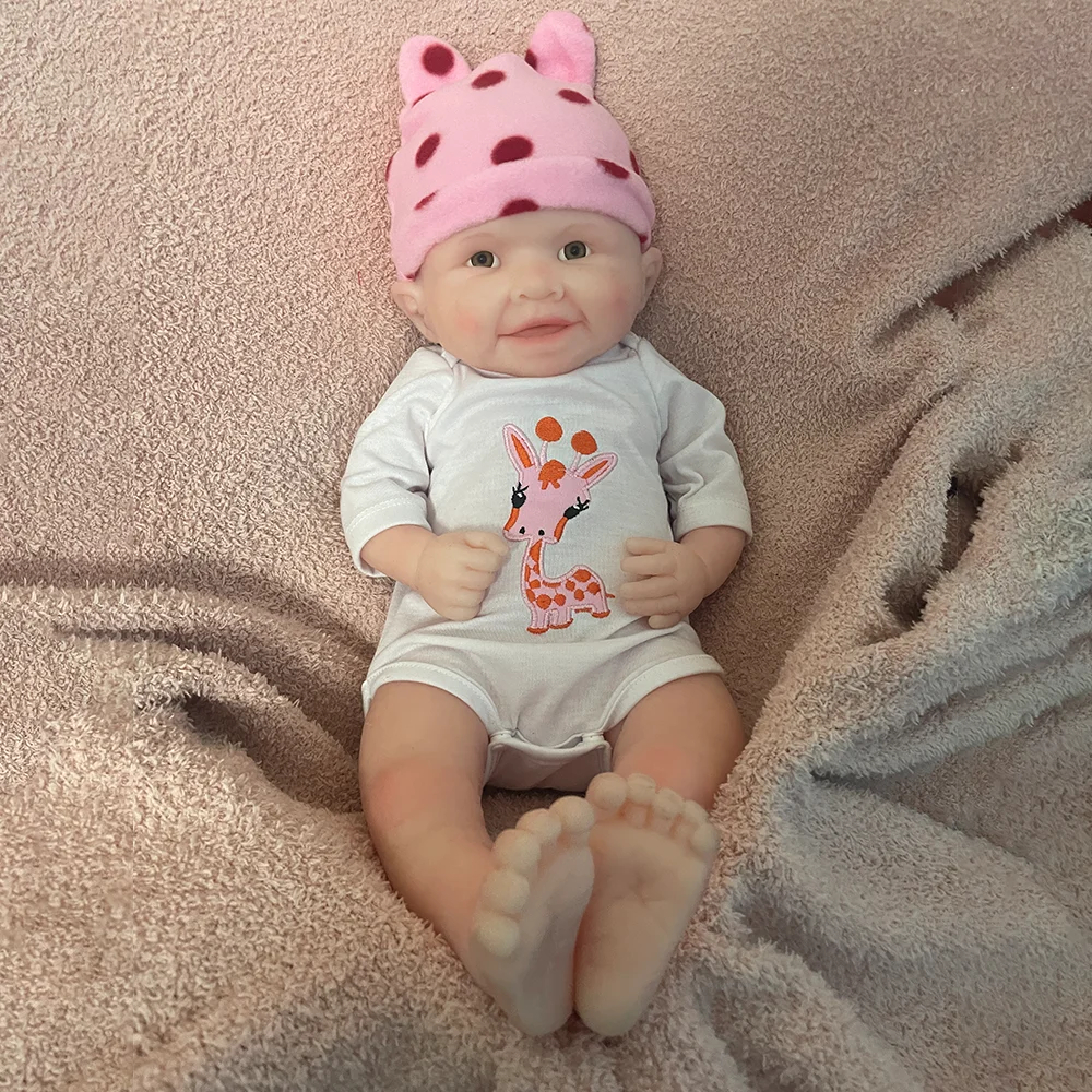 

18 Inch Reborn Baby Doll Full Body Soft Silicone Newborn Girl Flexible 3D Skin Tone With Visible Veins Hand Paint Doll Artist