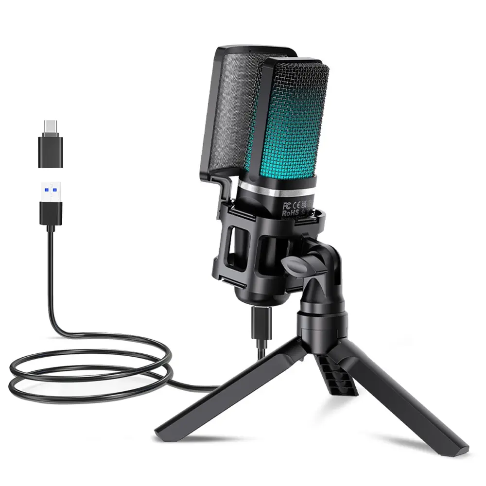 HAOMUREN Zealsound RGB USB Condenser Gaming Microphone Black 3