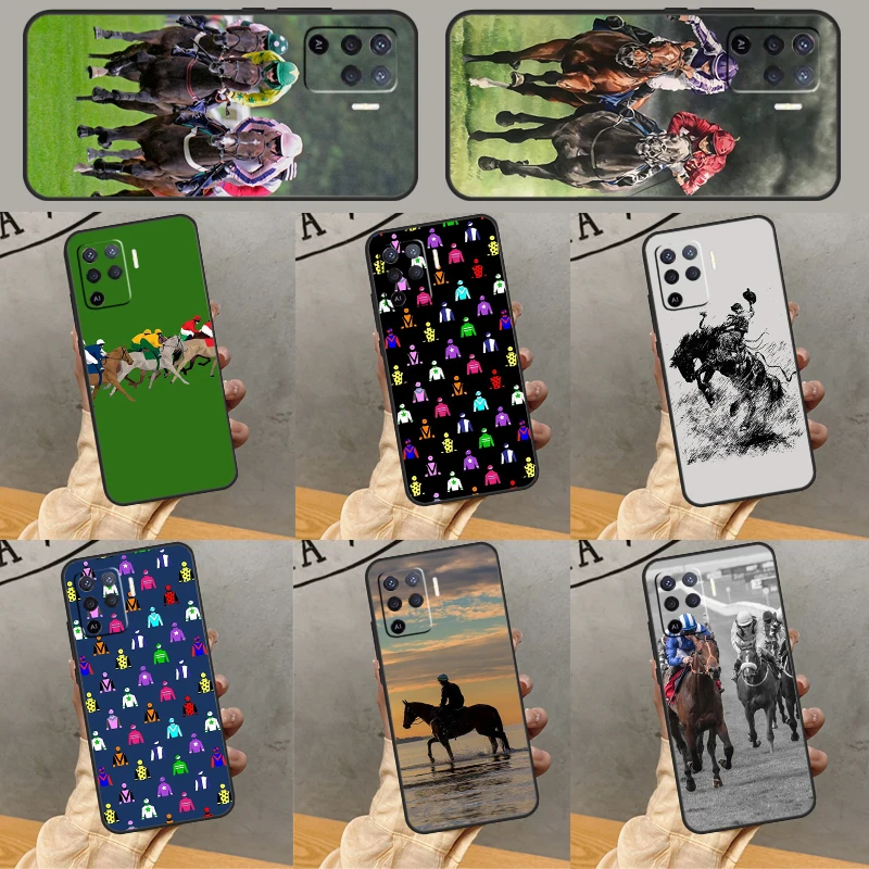 Horse Racing For OPPO A57s A54s A53s A17 A57 A77 A31 A5 A9 A96 A76 A15 A16 A52 A72 A78 A93 A74 A94 Case