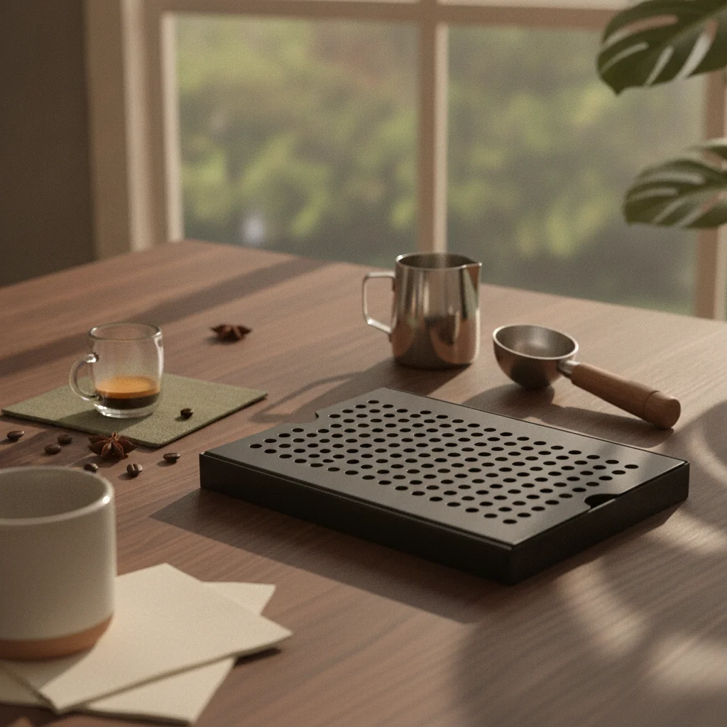 Bar Drain Tray Black Coated Stainless Steel Tray with Perforated Top Slimline Easy to Clean for Bartenders, Beverage Stations