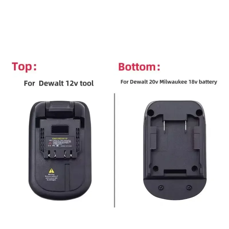 Convertitore adattatore batteria per Dewalt 20V per Milwaukee 18V a Convertitore strumenti Dewalt 12V (non include strumenti e batteria