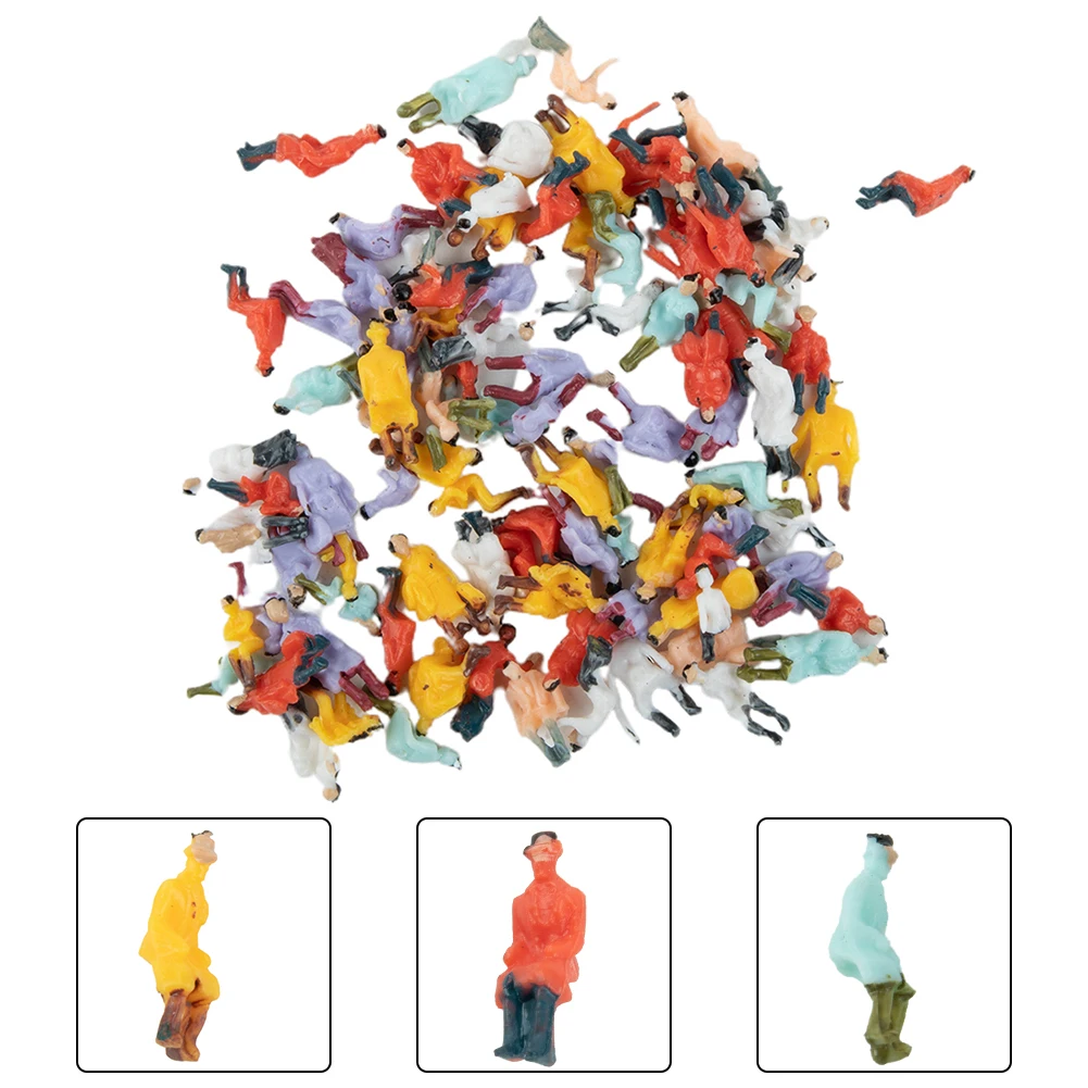 100pcs Seated Figures HO Scale 1:87 Plastic People Figures Model Building Passengers DIY Character Mixed Color Pose Kids Toys