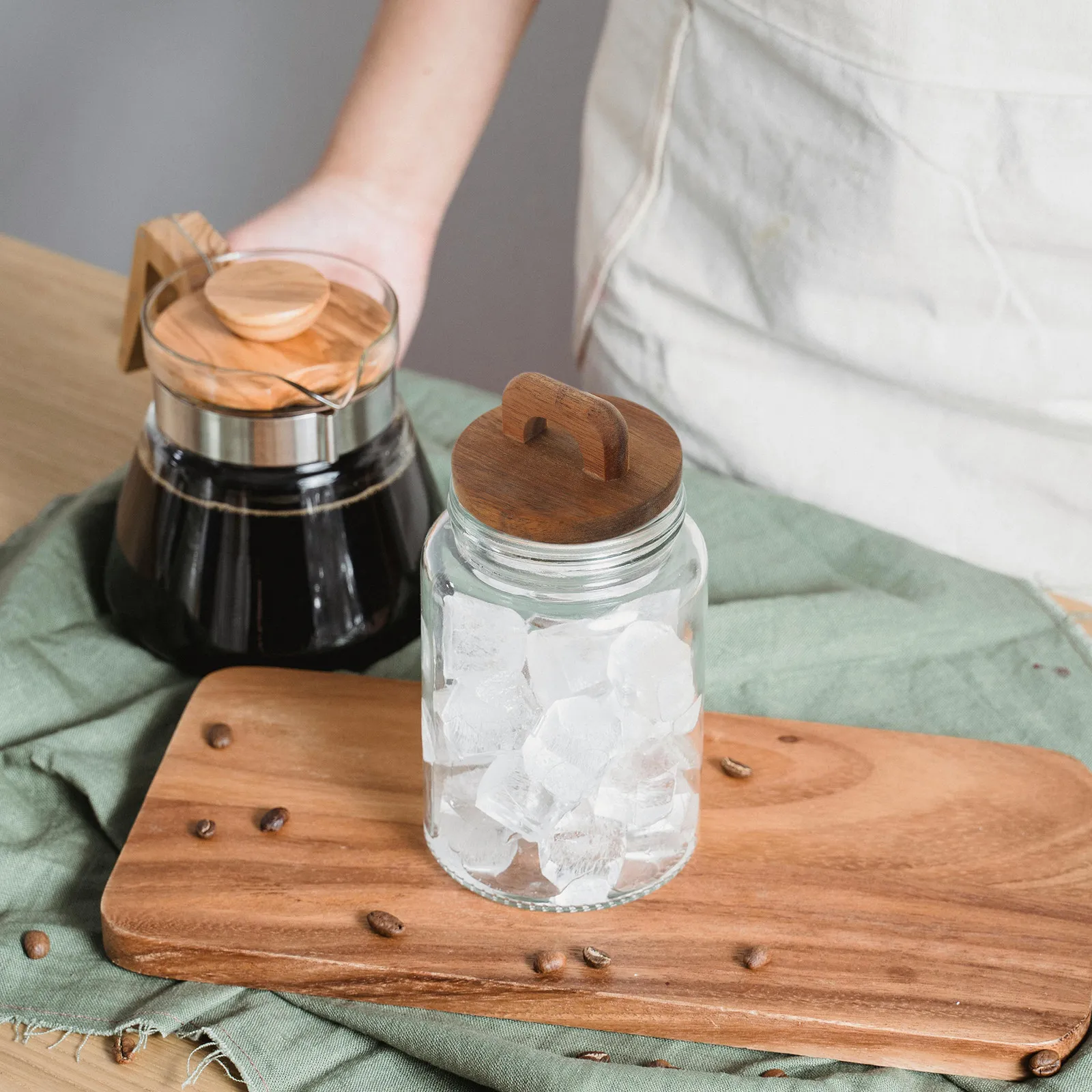 4Pcs Acacia Wood Airtight Jar  - Coffee Tea Sugar 评论和价格