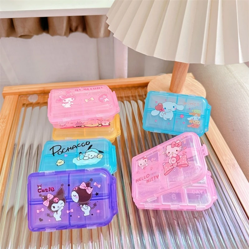 

Hello Kitty Storage Box Cute Cartoon Mini Portable Travel Medicine Box Women Supplies Desktop Accessories Student Gift Wholesale
