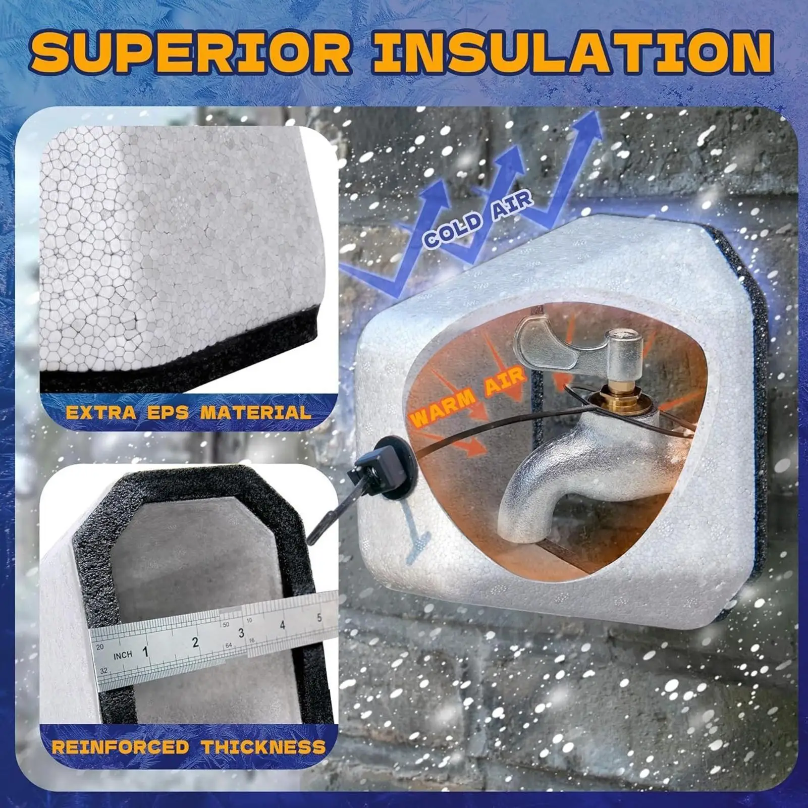 

2Pcs Winter Outdoor Faucet Cover Winter Freeze Protection Thermal Insulation Anti Freezing Fastening Ring Tap From Freezing