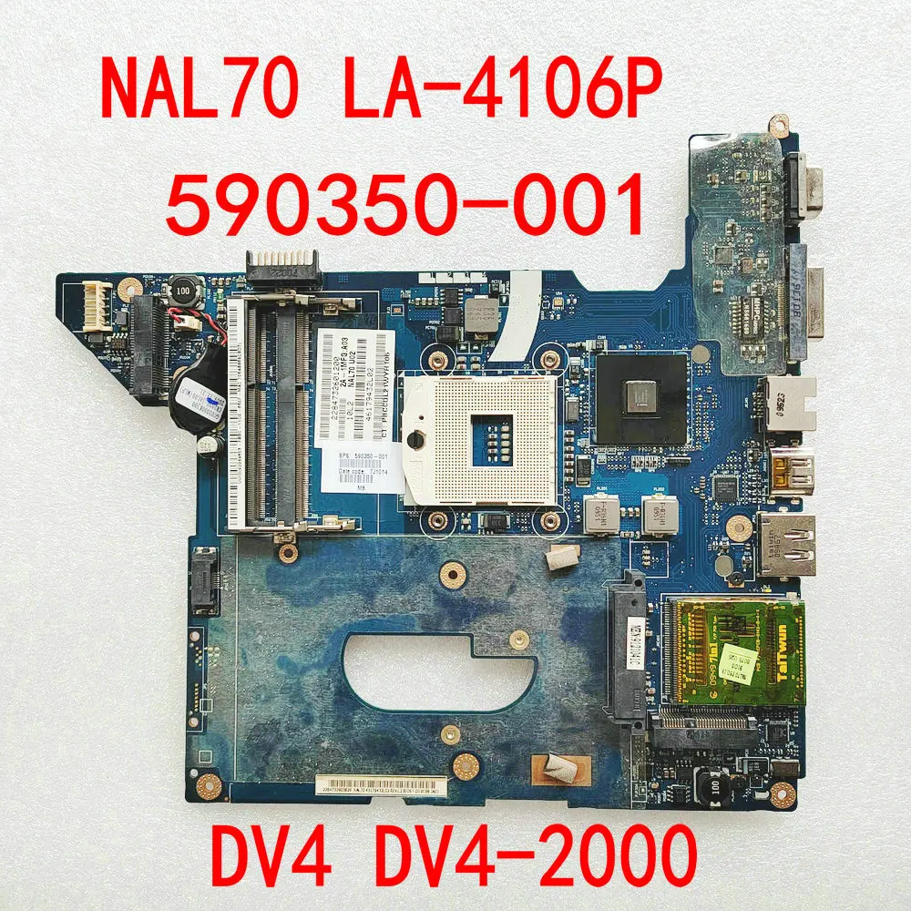 

590350-001 FOR HP PAVILION DV4-2000 DV4-2025LA DV4-2153CL DV4-2154CA NOTEBOOK NAL70 LA-4106P Laptop Motherboard HM55 Mainboard